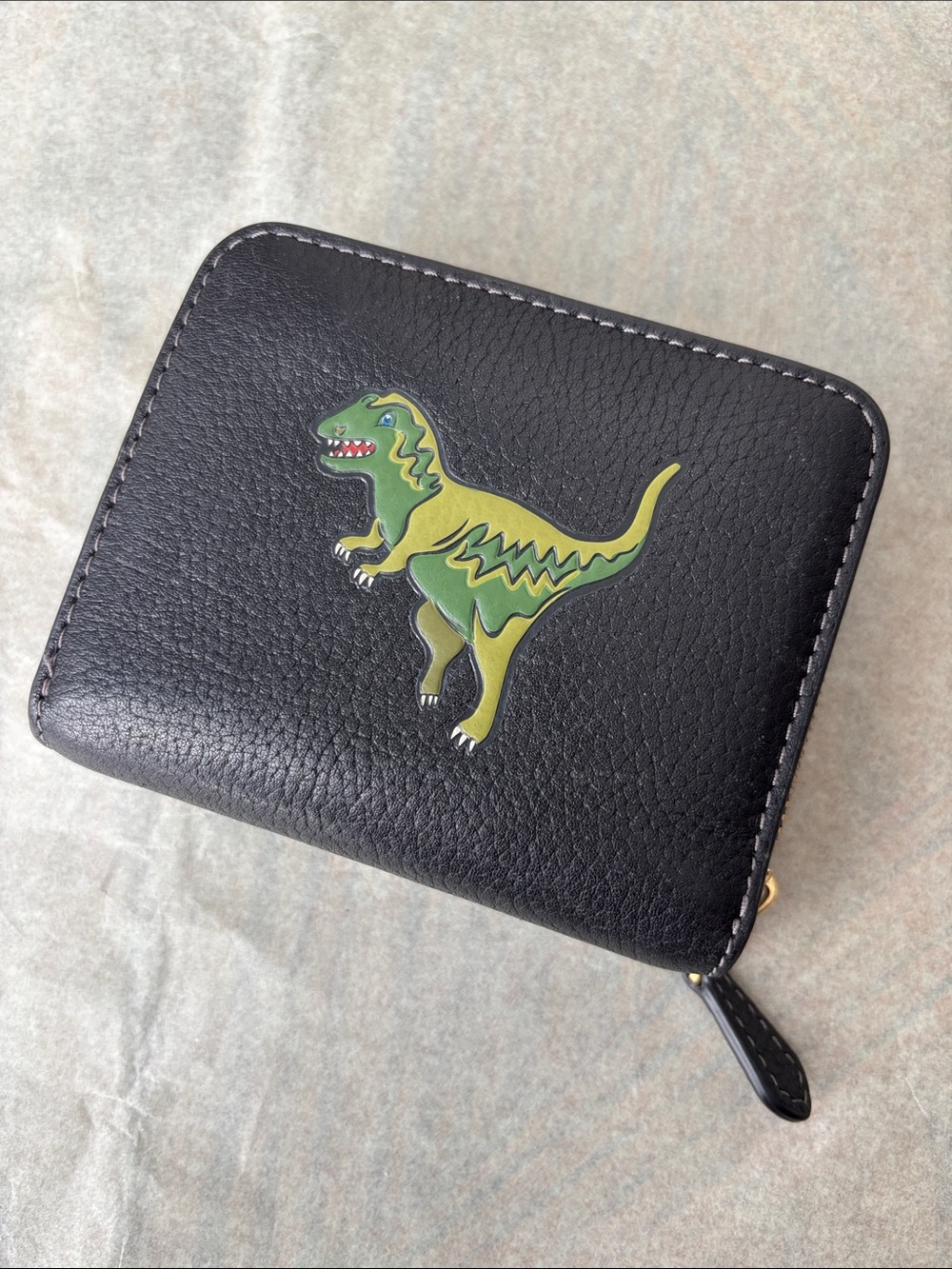 COACH DINOSAUR wallet, Green Dinosaur Applique